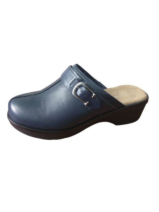 Easy Spirit Shoes - Easy Spirit PINE Navy Blue Leather Buckle Slip-On Clogs Mules Womens Sz 9.5 WW